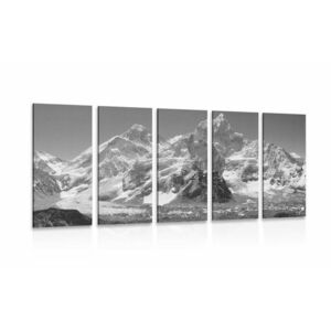 5-częściowy obraz piękny szczyt górski w wersji czarno-białej obraz