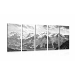 5-częściowy obraz piękna górska panorama w wersji czarno-białej obraz