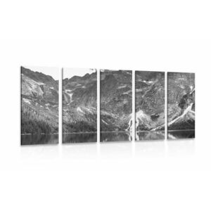 5-częściowy obraz Morskie Oko w Tatrach w wersji czarno-białej obraz