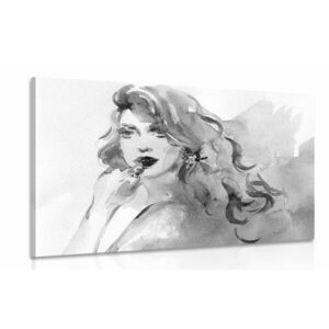 Obraz akwarelowy portret kobiety w wersji czarno-białej obraz