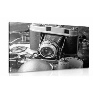 Obraz stary aparat fotograficzny w wersji czarno-białej obraz