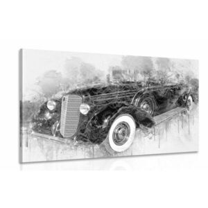Obraz historyczny samochód retro w wersji czarno-białej obraz