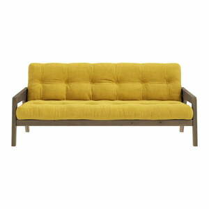 Żółta sztruksowa rozkładana sofa 204 cm Grab – Karup Design obraz