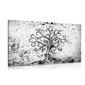 Obraz symbol drzewa życia w wersji czarno-białej obraz