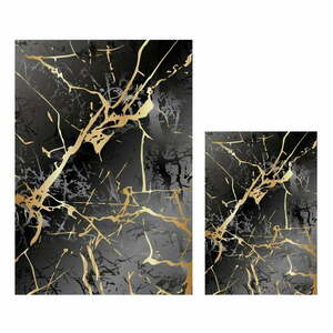 Czarne/w kolorze złota dywaniki łazienkowe zestaw 2 szt. 60x100 cm Cracks – Mila Home obraz