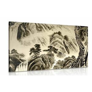 Obraz chińskie malarstwo pejzażowe w sepii obraz