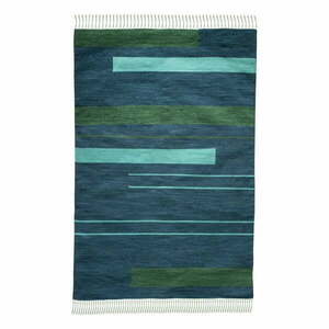 Ciemnoniebieski dwustronny zewnętrzny dywan z tworzywa z recyklingu Green Decore Marlin, 90x150 cm obraz