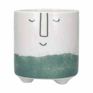 Biało-zielona ceramiczna doniczka Kitchen Craft Happy Face obraz