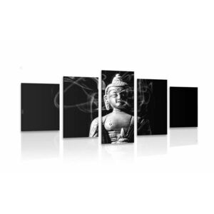 5-częściowy obraz statuetka Buddy w czarnobiałym kolorze obraz