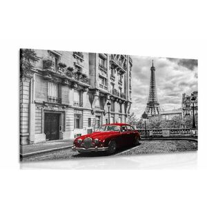 Obraz czerwony samochód retro w Paryżu obraz