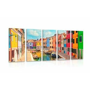 5-częściowy obraz pastelowe domy w mieście obraz