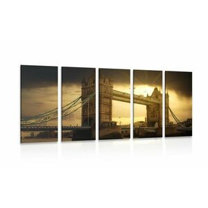 5-częściowy obraz zachód słońca nad Tower Bridge obraz