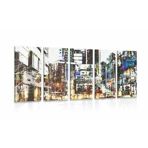 5-częściowy obraz abstrakcyjna panorama miasta obraz