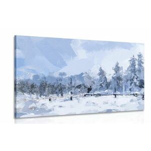Obraz kawałka śniegu w lesie obraz
