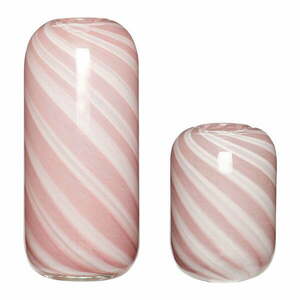 Zestaw 2 różowo-białych szklanych wazonów Hübsch Candy obraz