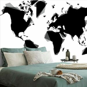 Tapeta abstrakcyjna mapa świata w czarno-białym kolorze obraz
