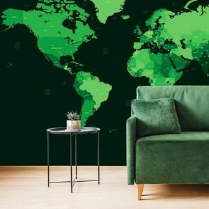 Tapeta szczegółowa mapa świata na zielono obraz