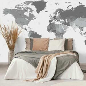 Tapeta szczegółowa mapa świata w czerni i bieli obraz