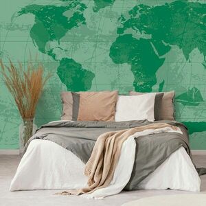 Tapeta rustykalna mapa świata w kolorze zielonym obraz