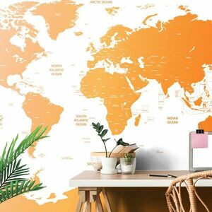 Tapeta mapa świata z poszczególnymi państwami w kolorze pomarańczowym obraz