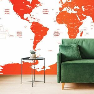 Tapeta mapa świata z poszczególnymi państwami na czerwono obraz