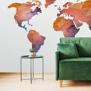 Tapeta mapa świata w odcieniach pomarańczy obraz