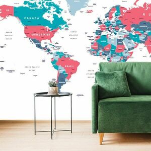 Tapeta mapa świata z pastelowym akcentem obraz