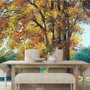 Tapeta malowane drzewa w kolorach jesieni obraz