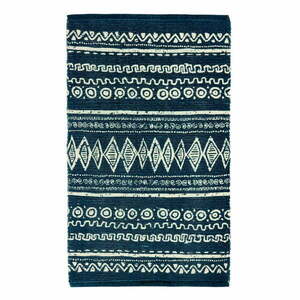 Niebiesko-biały bawełniany dywan Webtappeti Ethnic, 55 x 180 cm obraz