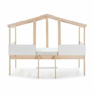 Biało-naturalne podwyższone łóżko dziecięce w kształcie domku 90x190 cm Parma – Marckeric obraz