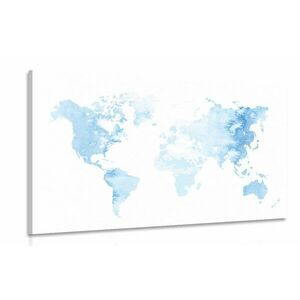 Obraz akwarelowa mapa świata w kolorze jasnoniebieskim obraz