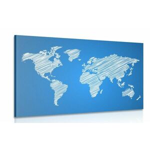Obraz zakreskowana mapa świata na niebieskim tle obraz