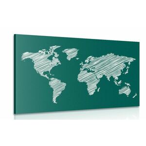 Obraz zakreskowana mapa świata na zielonym tle obraz
