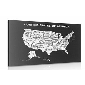 Obraz mapa edukacyjna USA w wersji czarno-białej obraz