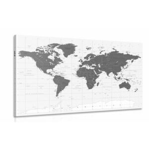 Obraz polityczna mapa świata w wersji czarno-białej obraz