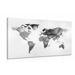 Obraz mapa świata w stylu origami w wersji czarno-białej obraz