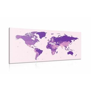 Obraz szczegółowa mapa świata w kolorze fioletowym obraz
