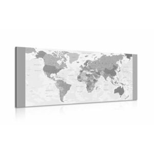 Obraz szczegółowa mapa świata w wersji czarno-białej obraz