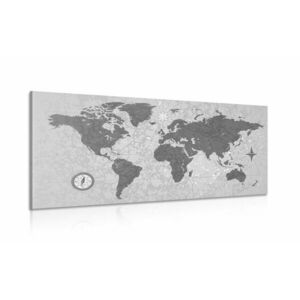 Obraz mapa świata z kompasem w stylu retro w wersji czarno-białej obraz