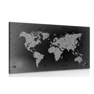 Obraz stara mapa świata na abstrakcyjnym tle w wersji czarno-białej obraz