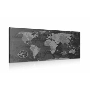 Obraz rustykalna mapa świata w wersji czarno-białej obraz