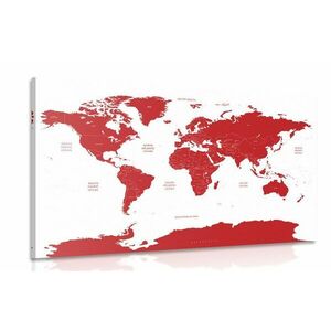 Obraz mapa świata z zaznaczonymi na czerwono poszczególnymi krajami obraz
