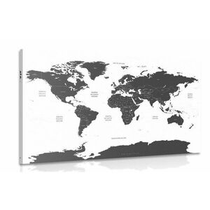 Obraz mapa świata z zaznaczonymi na szaro poszczególnymi krajami obraz