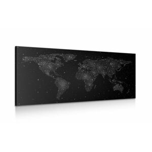 Obraz mapa świata z nocnym niebem w wersji czarno-białej obraz