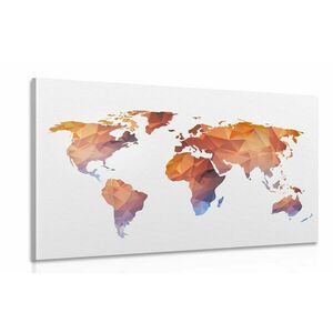 Obraz wielokątna mapa świata w odcieniach pomarańczy obraz
