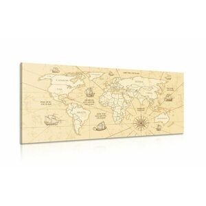 Obraz mapa świata z łodziami obraz