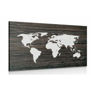 Obraz mapa świata na drewnie obraz
