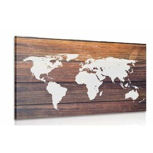 Obraz mapa świata z drewnianym tłem obraz