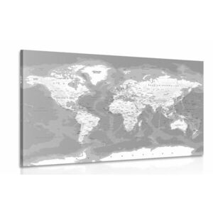 Obraz stylowa czarno-biała mapa świata obraz