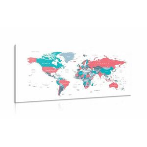 Obraz mapa świata z pastelowym akcentem obraz